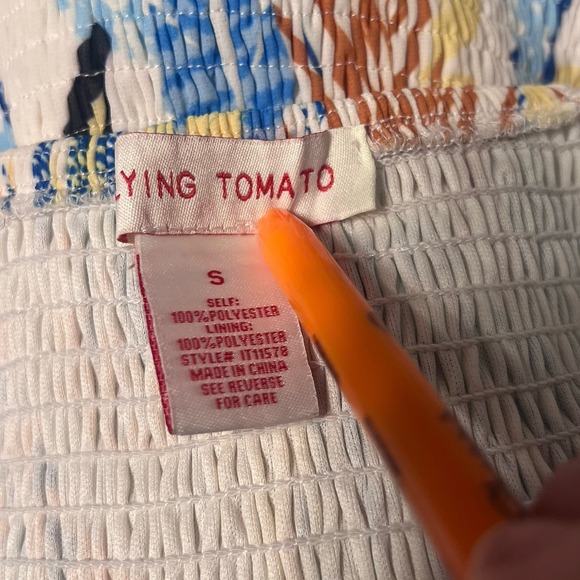 Flying Tomato Womens Cropped Top Size S Tropical Floral Vibrant Vacation Resort - Picture 4 of 6